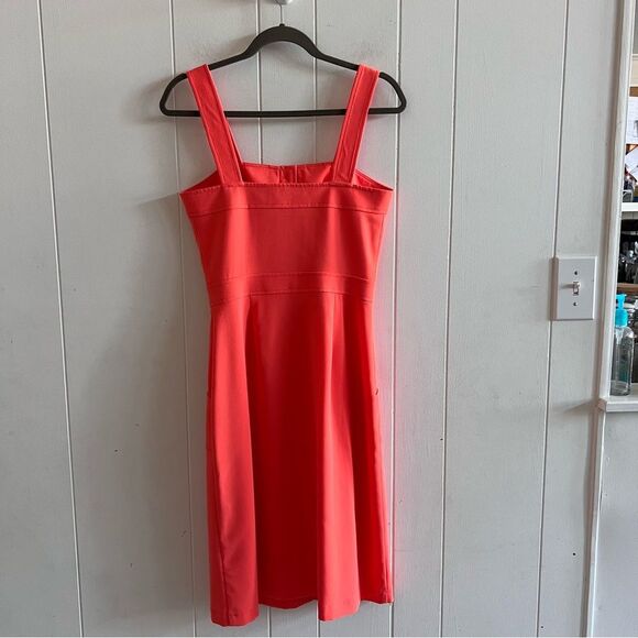 Amanda Uprichard Button Front Orange Crepe Dress - Picture 3 of 9